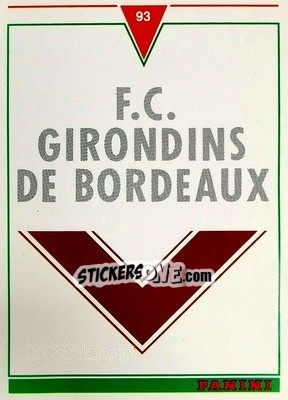 Sticker Bordeaux - U.N.F.P. Football Cards 1992-1993 - Panini