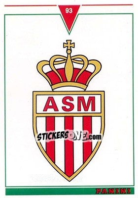 Figurina AS Monaco - U.N.F.P. Football Cards 1992-1993 - Panini
