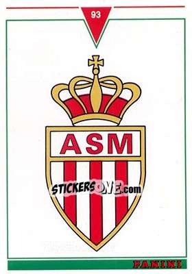 Sticker AS Monaco - U.N.F.P. Football Cards 1992-1993 n. 350 - Panini