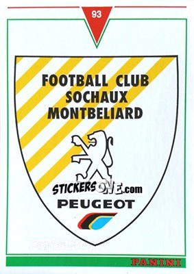 Sticker Sochaux - U.N.F.P. Football Cards 1992-1993 - Panini