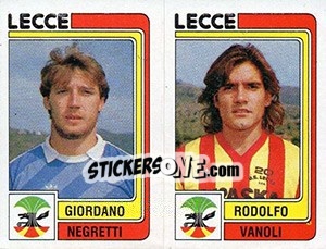 Sticker Giordano Negretti / Rodolfo Vanoli - Calciatori 1986-1987 - Panini