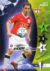 Sticker Gary Neville - UEFA Champions League 2006-2007. Trading Cards Game n. 37 - Panini