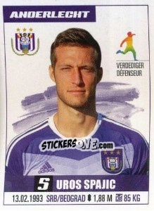 Figurina Uros Spajic - Belgian Pro League 2016-2017 - Panini