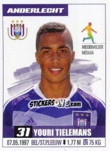 Sticker Youri Tielemans - Belgian Pro League 2016-2017 n. 12 - Panini