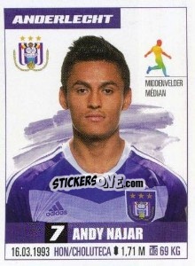 Sticker Andy Najar - Belgian Pro League 2016-2017 n. 13 - Panini