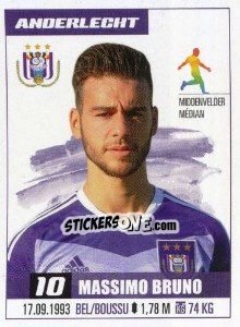 Sticker Massimo Bruno - Belgian Pro League 2016-2017 n. 14 - Panini