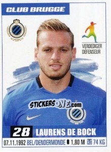 Figurina Laurens De Bock - Belgian Pro League 2016-2017 - Panini