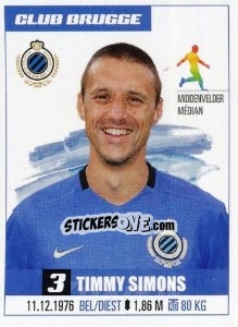 Sticker Timmy Simons - Belgian Pro League 2016-2017 n. 31 - Panini