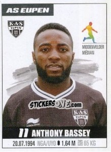 Sticker Anthony Bassey - Belgian Pro League 2016-2017 n. 91 - Panini
