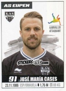 Sticker José Maria Cases - Belgian Pro League 2016-2017 n. 92 - Panini