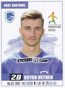 Figurina Bryan Heynen - Belgian Pro League 2016-2017 - Panini