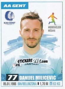 Sticker Danijel Milicevic - Belgian Pro League 2016-2017 - Panini