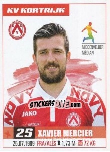 Cromo Xavier Mercier - Belgian Pro League 2016-2017 - Panini