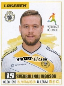 Cromo Sverrir Ingi Ingason - Belgian Pro League 2016-2017 - Panini