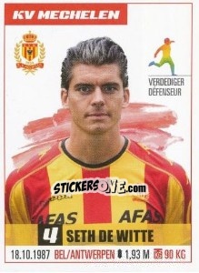 Figurina Seth De Witte - Belgian Pro League 2016-2017 - Panini