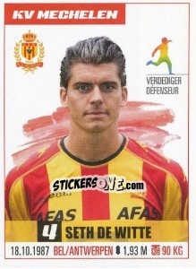 Sticker Seth De Witte - Belgian Pro League 2016-2017 - Panini