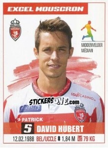 Sticker David Hubert - Belgian Pro League 2016-2017 - Panini