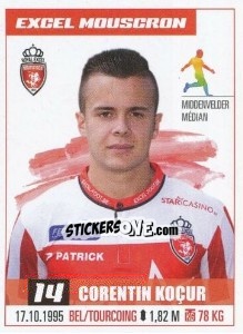 Sticker Corentin Koçur - Belgian Pro League 2016-2017 - Panini