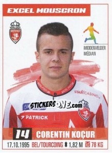 Sticker Corentin Koçur - Belgian Pro League 2016-2017 n. 226 - Panini