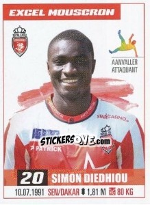 Cromo Simon Diedhiou - Belgian Pro League 2016-2017 - Panini