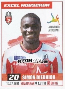 Sticker Simon Diedhiou - Belgian Pro League 2016-2017 n. 229 - Panini