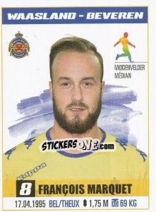 Sticker François Marquet - Belgian Pro League 2016-2017 n. 320 - Panini
