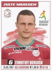 Figurina Timothy Derijck - Belgian Pro League 2016-2017 - Panini