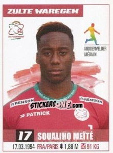 Sticker Soualiho Meïté - Belgian Pro League 2016-2017 n. 379 - Panini