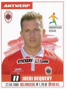 Sticker Joeri Dequevy - Belgian Pro League 2016-2017 n. 395 - Panini