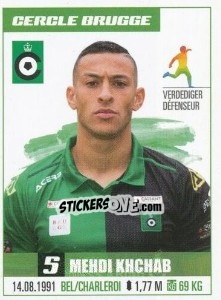 Cromo Mehdi Khchab - Belgian Pro League 2016-2017 - Panini