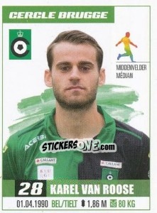 Cromo Karel Van Roose - Belgian Pro League 2016-2017 - Panini