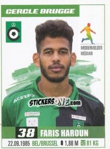 Cromo Faris Haroun - Belgian Pro League 2016-2017 - Panini