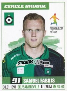 Figurina Samuel Fabris - Belgian Pro League 2016-2017 - Panini