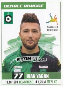 Sticker Ivan Yagan - Belgian Pro League 2016-2017 - Panini
