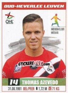 Sticker Thomas Azevedo - Belgian Pro League 2016-2017 - Panini