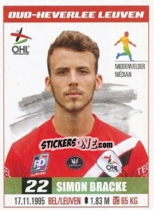 Sticker Simon Bracke - Belgian Pro League 2016-2017 - Panini