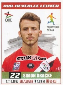 Cromo Simon Bracke - Belgian Pro League 2016-2017 - Panini