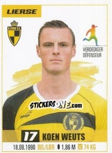 Cromo Koen Weuts - Belgian Pro League 2016-2017 - Panini