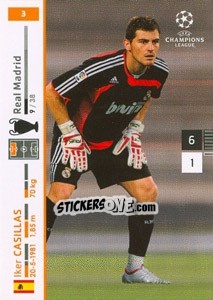 Sticker Iker Casillas - UEFA Champions League 2007-2008. Trading Cards Game n. 3 - Panini