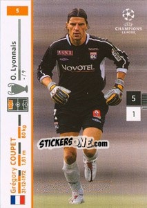 Sticker Gregory Coupet - UEFA Champions League 2007-2008. Trading Cards Game n. 5 - Panini