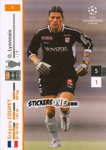 Sticker Gregory Coupet - UEFA Champions League 2007-2008. Trading Cards Game - Panini