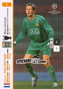 Sticker Edwin van der Sar - UEFA Champions League 2007-2008. Trading Cards Game n. 8 - Panini
