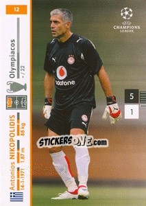 Sticker Antonios Nikopolidis - UEFA Champions League 2007-2008. Trading Cards Game n. 12 - Panini