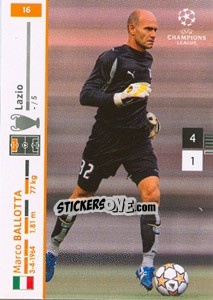 Sticker Marco Ballotta - UEFA Champions League 2007-2008. Trading Cards Game n. 16 - Panini