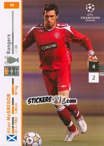 Sticker Allan McGregor - UEFA Champions League 2007-2008. Trading Cards Game n. 19 - Panini