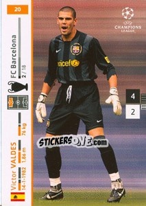 Sticker Victor Valdes - UEFA Champions League 2007-2008. Trading Cards Game n. 20 - Panini