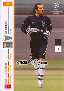 Figurina Rustu Recber - UEFA Champions League 2007-2008. Trading Cards Game - Panini