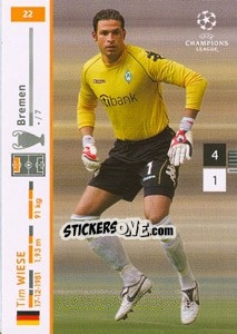 Sticker Tim Wiese - UEFA Champions League 2007-2008. Trading Cards Game n. 22 - Panini