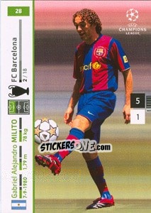 Sticker Gabriel Milito - UEFA Champions League 2007-2008. Trading Cards Game n. 28 - Panini