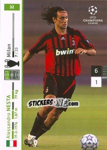 Sticker Alessandro Nesta - UEFA Champions League 2007-2008. Trading Cards Game - Panini